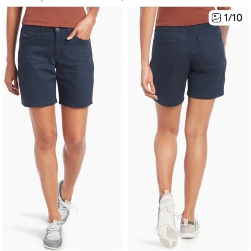 KUHL Kontour 8" Shorts Womens 6 Blue Twill Stretch Bermuda Hiking Outdoor 6375